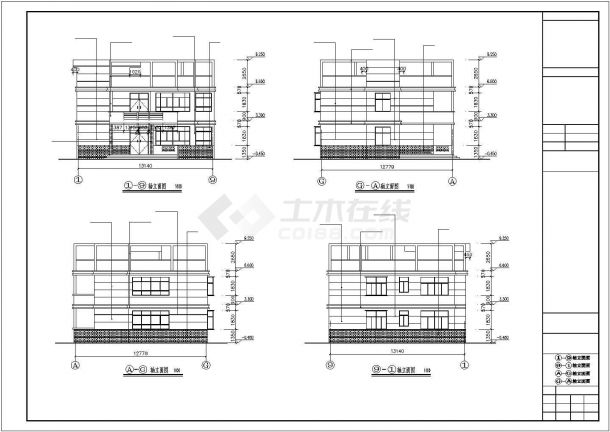 合肥市某现代化村镇215平米2层砖混结构单体别墅建筑设计CAD图纸-图一