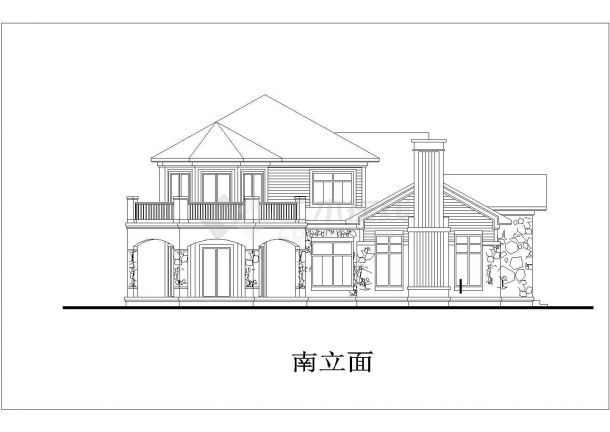 汾阳市某村镇337平米双层框混结构乡村别墅平立剖面设计CAD图纸-图二