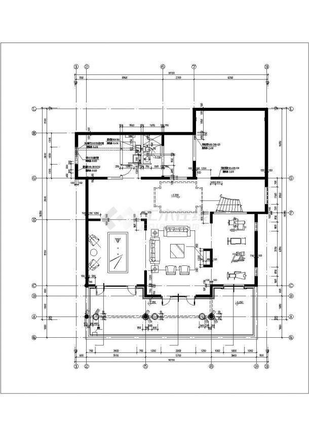 645平米2层短肢剪力墙结构单体别墅全套建筑设计CAD图纸（含地下室）-图二