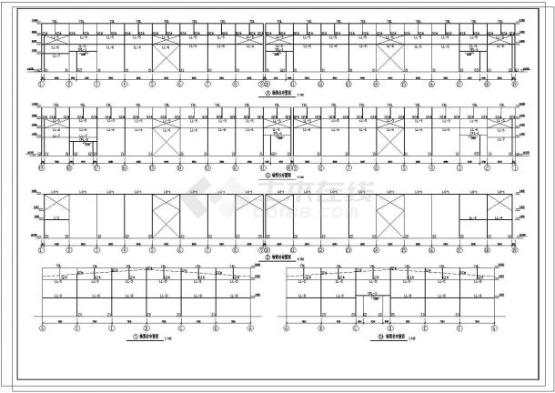 某单层钢屋面RC柱单层厂房（102.5x45m）设计cad全套结构施工图（大院设计，12图）-图一
