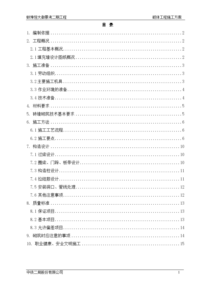 蚌埠剪力墙结构住宅工程砌体工程施工组织方案-图二