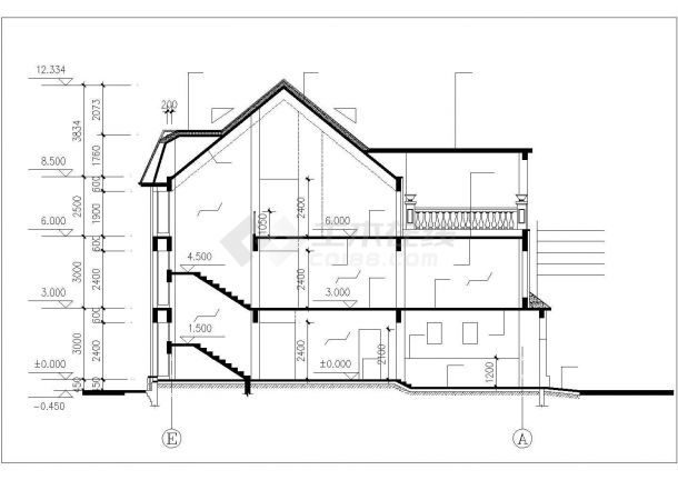 贵阳市某现代村镇454平米3层砖混结构独栋别墅全套建筑设计CAD图纸-图一