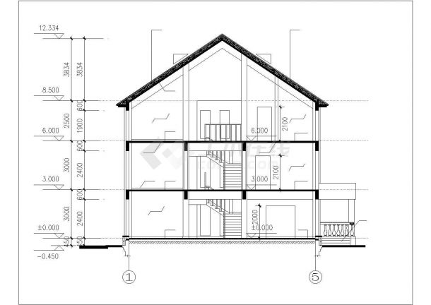 贵阳市某现代村镇454平米3层砖混结构独栋别墅全套建筑设计CAD图纸-图二