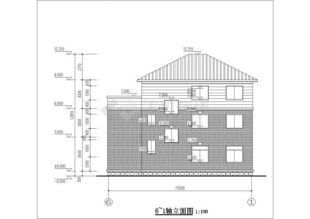 成都市某村镇占地160平米3层混合结构单体别墅建筑设计CAD图纸-图一