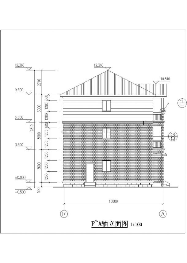 成都市某村镇占地160平米3层混合结构单体别墅建筑设计CAD图纸-图二