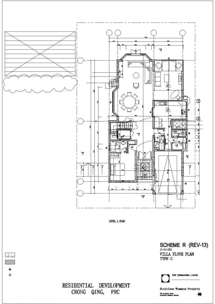 广州某现代化村庄363平米3层砖混结构乡村别墅建筑设计CAD图纸_图1