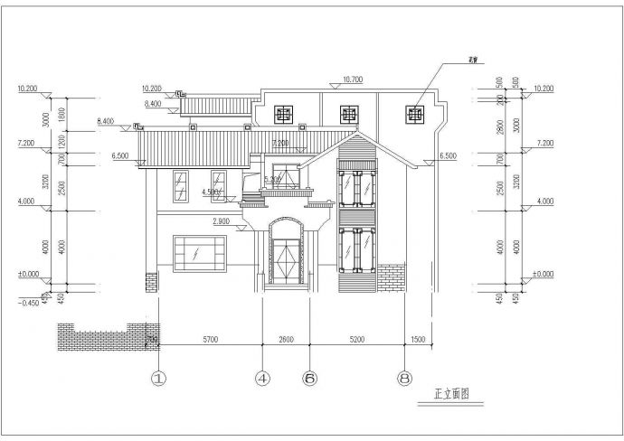 泰州市某村庄340平米3层框混结构独栋别墅平立剖面设计CAD图纸_图1