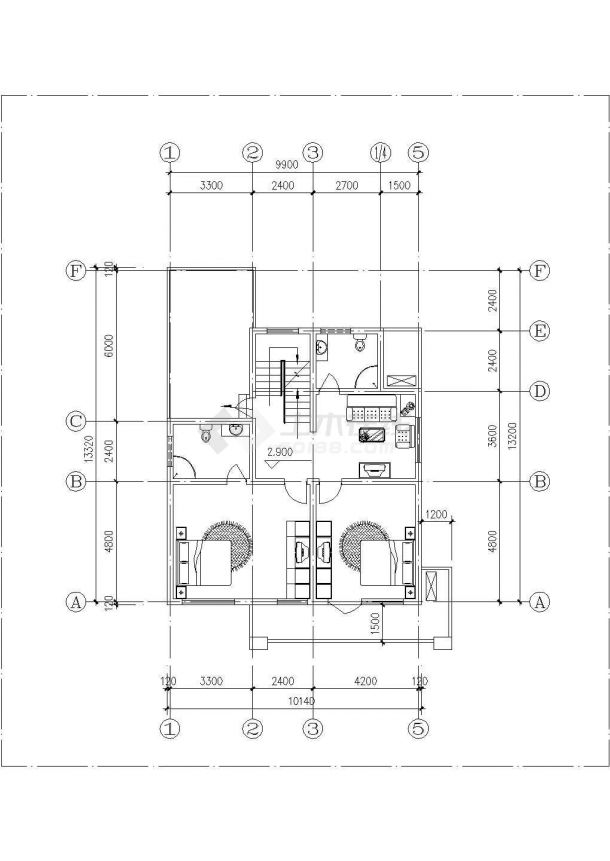盐城市平安新村264平米3层砖混结构乡村别墅平立面设计CAD图纸-图二