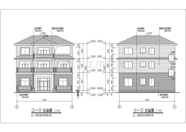 320平米3层砖混结构独栋别墅建筑设计CAD图纸（含结构设计图）-图二