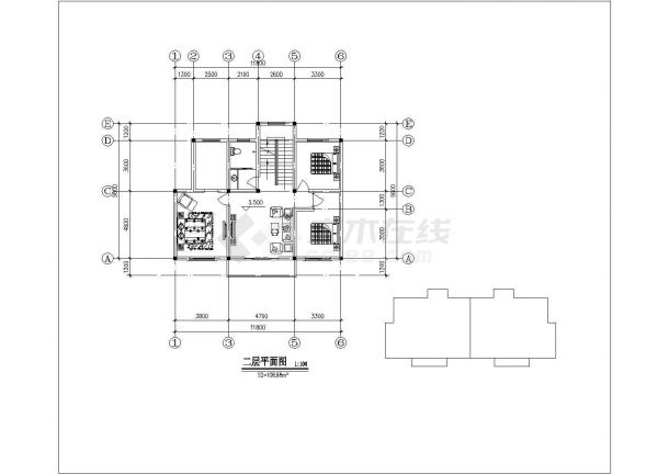 武汉市某乡村345平米3层砖混结构单体别墅平立剖面设计CAD图纸-图一