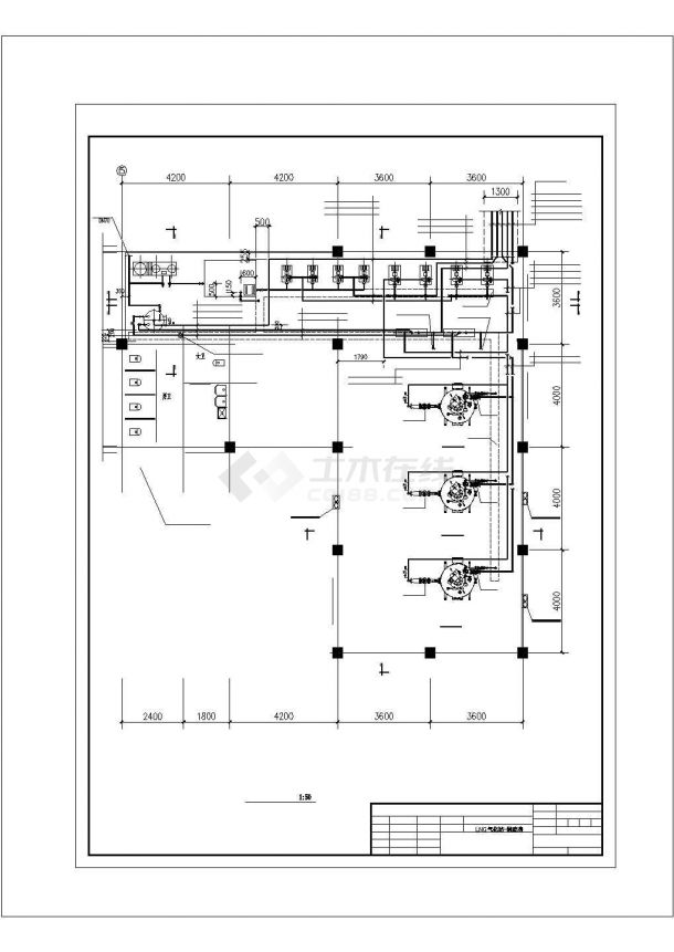 北京工业大学内部大众浴室锅炉房全套设备系统设计CAD图纸-图二