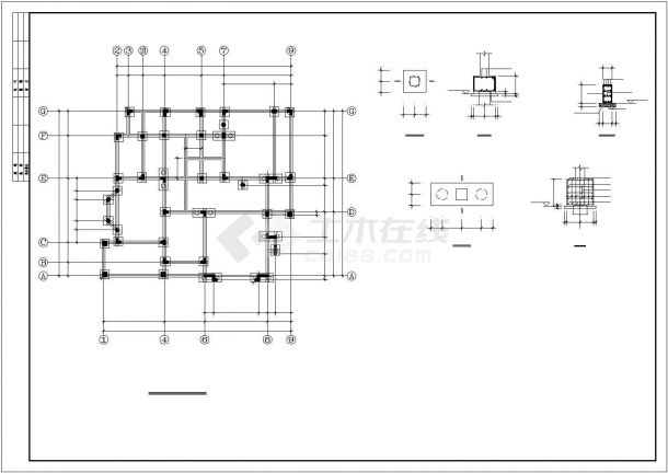353平米3层钢混框架结构单体别墅全套建筑结构设计CAD图纸-图一