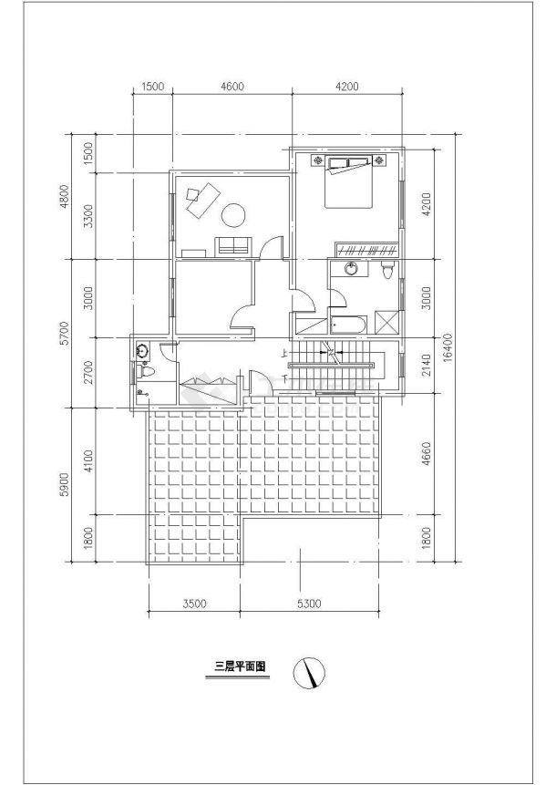 470平米3层框架结构单体别墅平面设计CAD图纸（含效果图）-图一