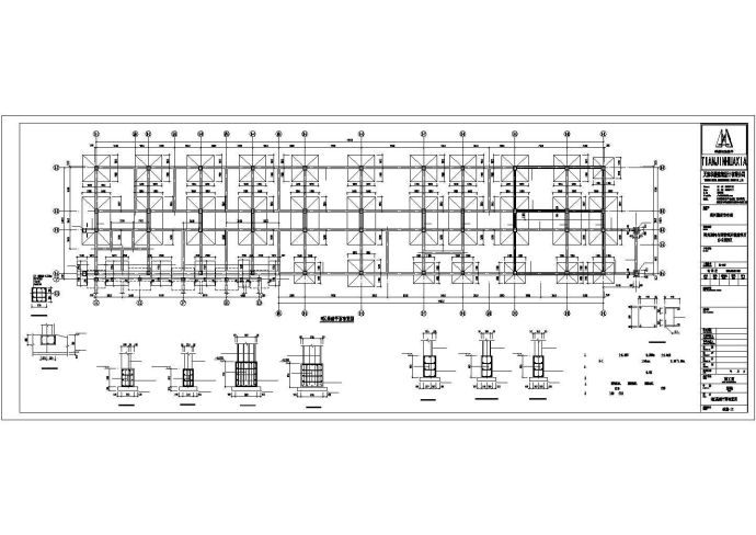 上海某公司2层钢筋硂框架结构+单层砖混结构办公楼结构设计CAD图纸_图1