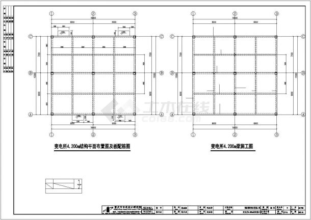 重庆市涪陵区某电力局单层变电站及消防水池结构设计CAD图纸-图二