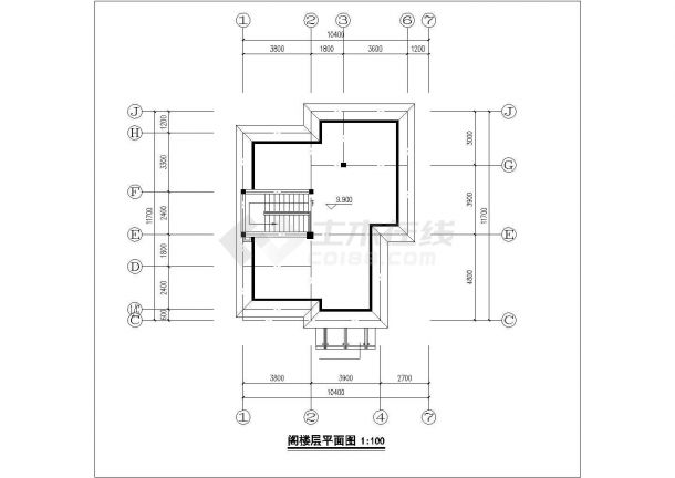 镇江某乡村占地125平米3层混合结构单体别墅建筑设计CAD图纸-图一