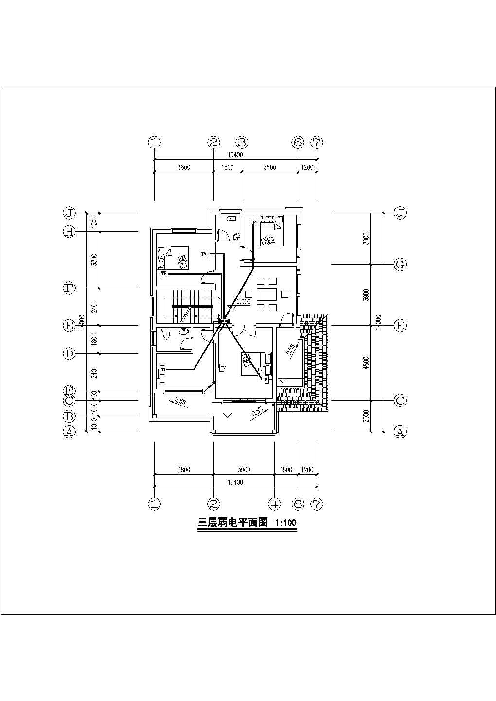 南昌市新民村3层混合结构单体别墅电气系统设计CAD图纸