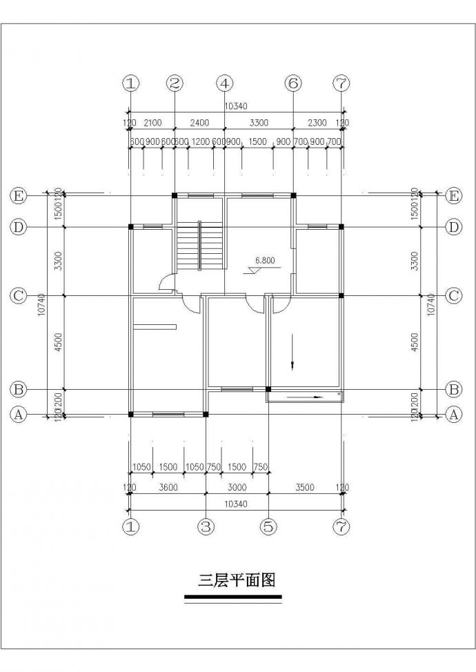占地100平米3层砖混结构单体别墅全套建筑+结构设计CAD图纸_图1