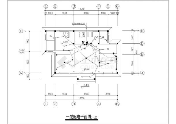 丽水市某村镇300平米2层砖混别墅全套水电系统设计CAD图纸-图二