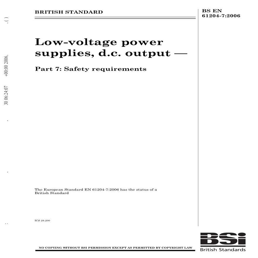 英国标准 BS-EN-61204-7-2006（直流系统部分：欧标类似于IEC）-图一