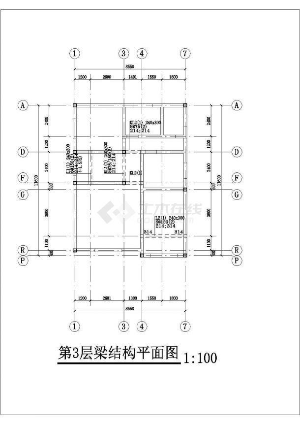 邢台市某村镇3层框混结构乡村别墅结构设计CAD图纸（含夹层）-图一