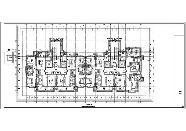 某小区独栋公寓建筑二户三房设计施工CAD图纸-图一