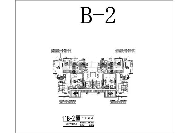 某小区顶层复式建筑户型设计施工CAD图纸-图二