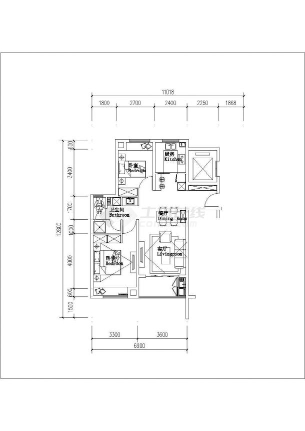 某小区居民建筑标准化户型设计施工CAD图纸-图一