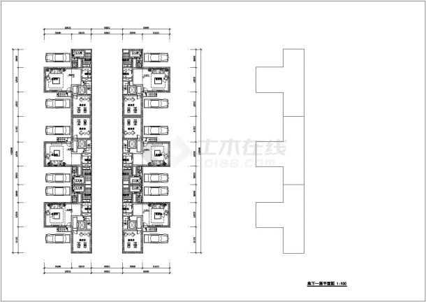 某小区六合院建筑标准化户型设计施工CAD图纸-图一