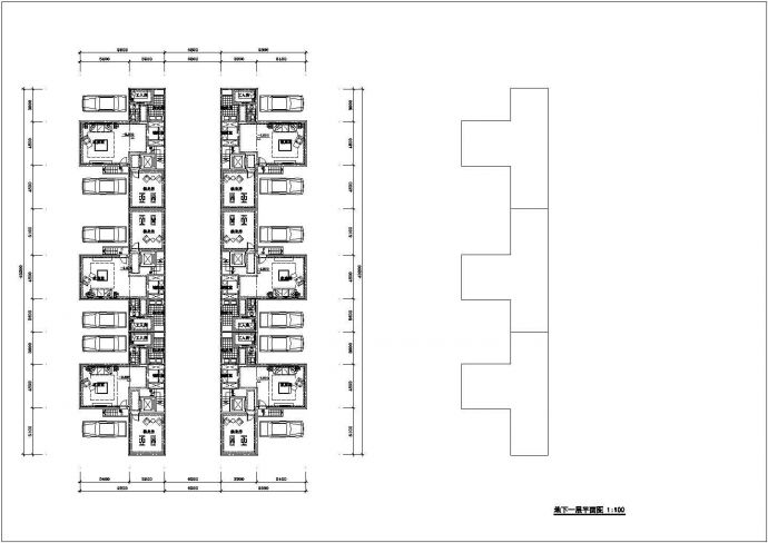 某小区六合院建筑标准化户型设计施工CAD图纸_图1