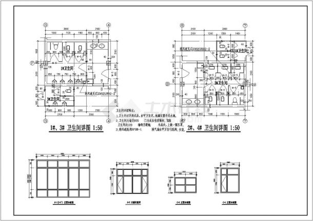 某三层框架结构会所设计cad全套建筑施工图纸-图一