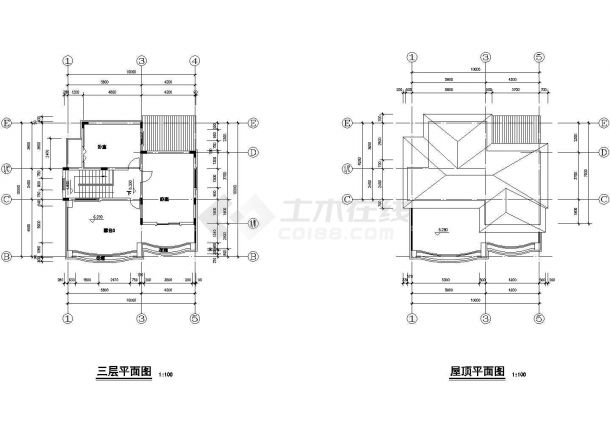 嘉兴市某村镇430平米3层砖混结构单体别墅建筑设计CAD图纸-图一