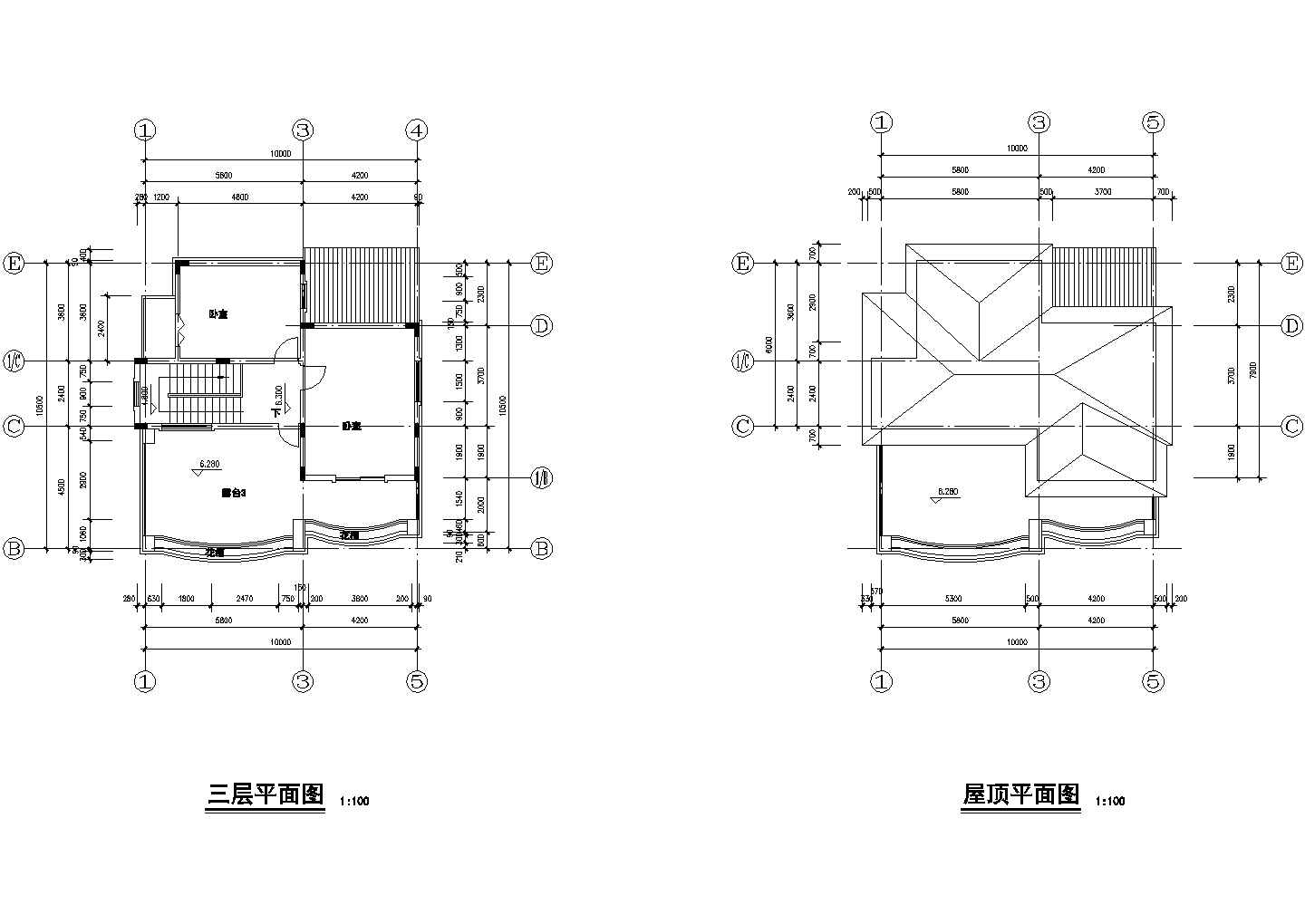 嘉兴市某村镇430平米3层砖混结构单体别墅建筑设计CAD图纸