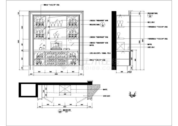 别墅酒柜设计详建筑设计cad图纸-图一