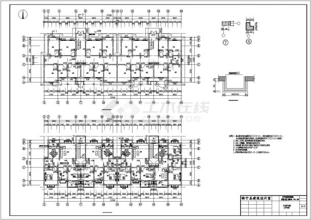 无锡市北山花园小区三栋6层框架结构住宅楼建筑结构设计CAD图纸-图二