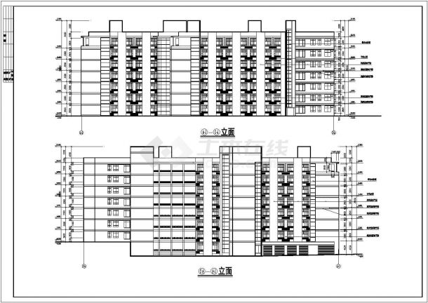 某框架结构多层集体宿舍楼设计cad全套平立剖面建施图-图二
