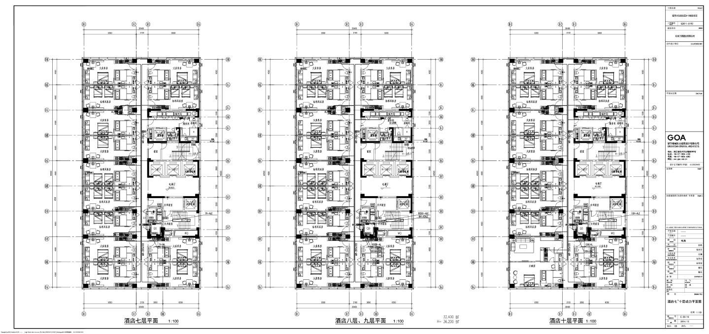 临平大东安社区B-10地块项目，E-20-10酒店七～十层动力平面图CAD图.dwg