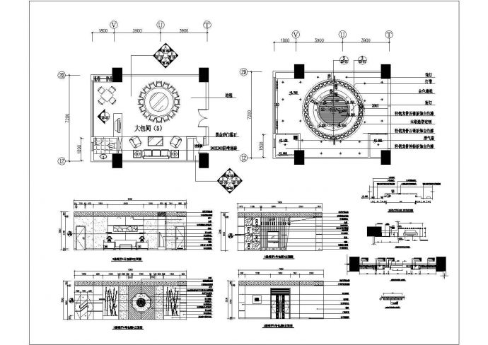 某餐厅包间装饰装修设计CAD详图_图1
