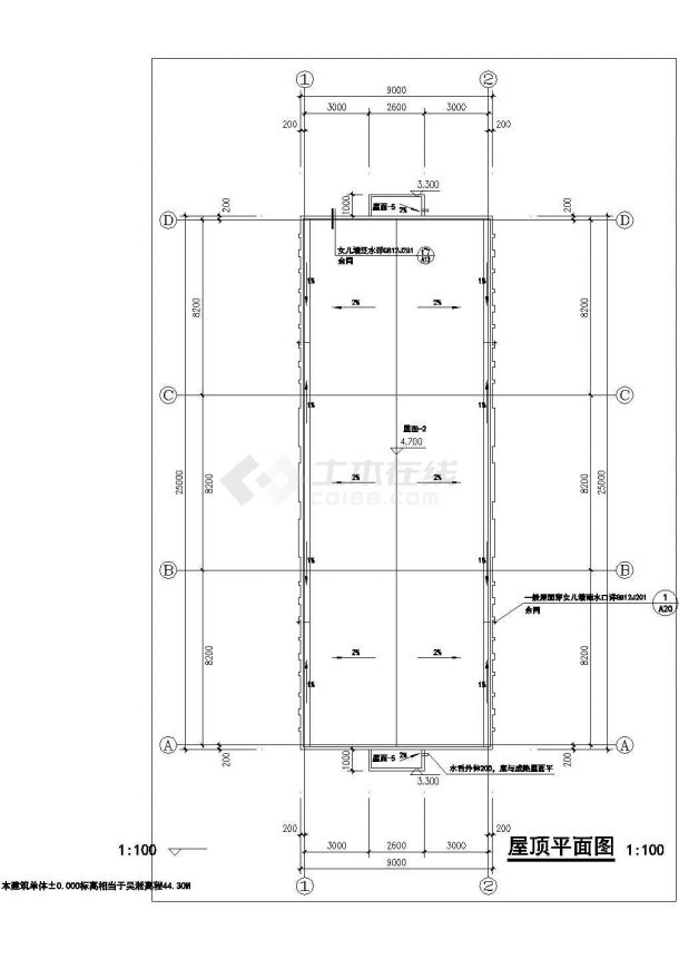 合肥市蜀山区某220平米单层砖混结构变电所全套建筑结构设计CAD图纸-图二