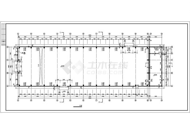 【最新】某排架结构厂房建筑结构设计方案CAD图纸-图一