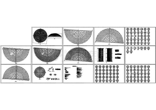 【最新】某球壳网架结构设计方案CAD图纸-图一