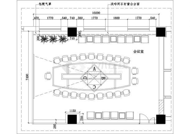 70平米会议室装修设计CAD详图-图一