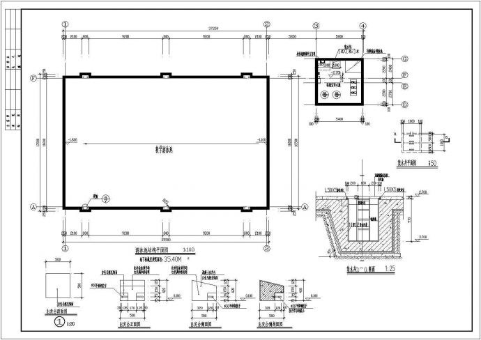 济南市某实验中学590平米单层框架结构游泳馆建筑设计CAD图纸_图1