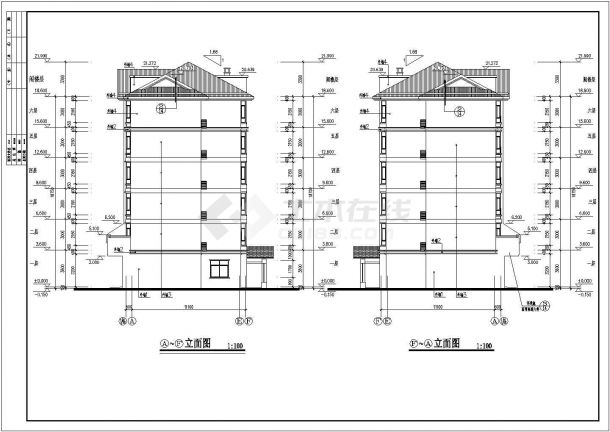 6层2户住宅楼全套建筑设计图纸-图一