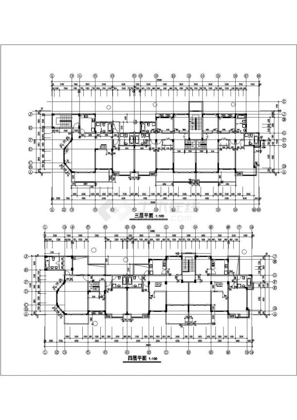 江南某地多层框架结构住宅设计cad建筑方案图-图二