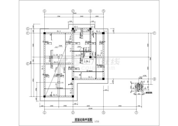 长春市某村镇三层框混结构单体乡村别墅全套结构设计CAD图纸-图二
