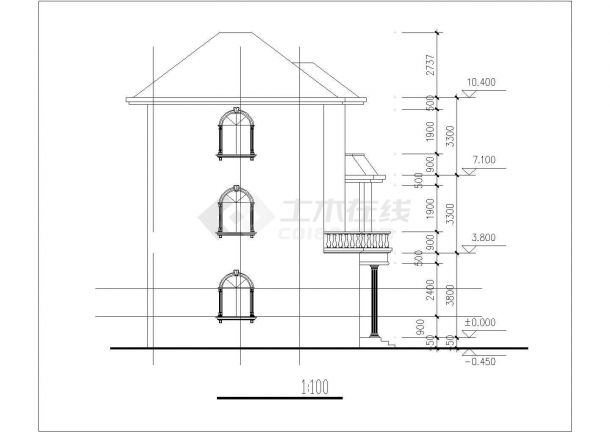 某现代化村庄330平米三层框架结构独栋别墅平立面设计CAD图纸-图二
