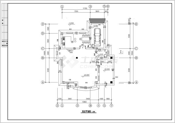 425平米3层框混结构单体别墅平立剖面设计CAD图纸（含地下室层）-图一