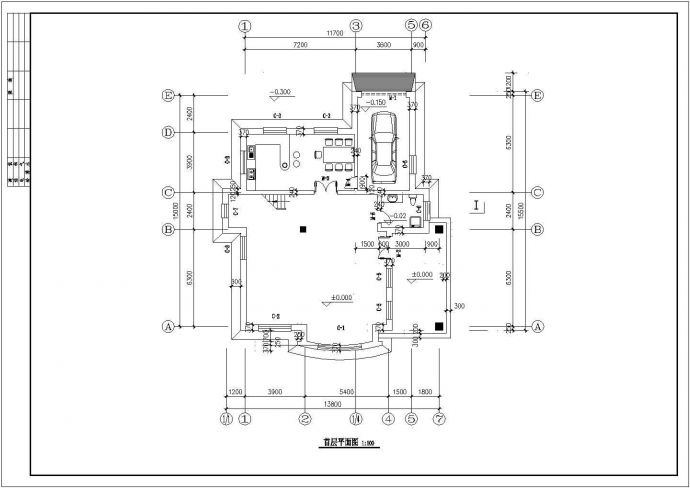 425平米3层框混结构单体别墅平立剖面设计CAD图纸（含地下室层）_图1