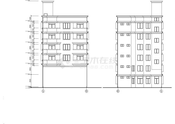 1800平米6层钢混框架结构民居住宅楼全套建筑设计CAD图纸-图二